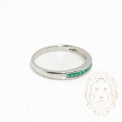 Ring - 18K white gold semi-emerald 0.15CT channel set - RIG743