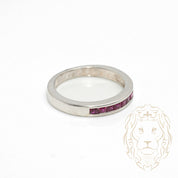 Ring - 18K white gold semi eternity ruby 0.08CT channel set - RIG744