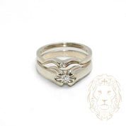 Engagement ring - 10K white gold set (2) solitaire round brilliant cut natural diamond & wedding band set with a 0.18CT diamond - RIGD459