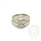 Bague de fiançailles - Or 10K blanc ensemble (2) solitaire diamant naturel coupe rond brillant & alliance sertie d'un diamant 0.18CT - RIGD459