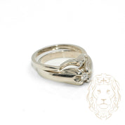 Engagement ring - 10K white gold set (2) solitaire round brilliant cut natural diamond & wedding band set with a 0.18CT diamond - RIGD459