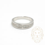 Bague - Or 10K blanc semi-éternité pavé de diamant naturels 0.10CT - RIGD464