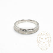 Wedding band ring - 10K white gold three natural 0.08CT round brilliant cut diamonds - RIGD466