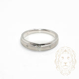 Bague jonc - Or 10K blanc trois pierres diamants naturels 0.08CT coupe rond brillant - RIGD466