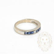 Ring - 14K gold semi eternity sapphires 0.25CT & natural diamonds 0.05CT princess cut channel set - RIGD469