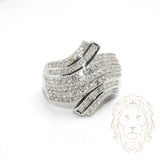 Cocktail ring - 10K white gold paved with 2.00CT round brilliant & baguette cut natural diamonds - RIGD470