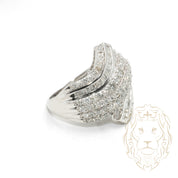Cocktail ring - 10K white gold paved with 2.00CT round brilliant & baguette cut natural diamonds - RIGD470