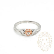 Ring - 10K Gold two-tone white & pink heart set with a 0.05CT natural diamond - RIGD471