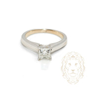Bague de fiançailles - Or 14K blanc solitaire diamant naturels coupe princess 0.90CT - RIGD472