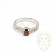 Engagement ring - 14K gold white garnet 0.80CT oval cut with natural diamond pavé setting 0.15CT - RIGD473