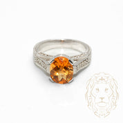 Engagement ring - 14K white gold citirine 2.00CT & natural diamond pavé setting 0.30CT - RIGD475