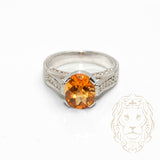 Engagement ring - 14K white gold citirine 2.00CT & natural diamond pavé setting 0.30CT - RIGD475