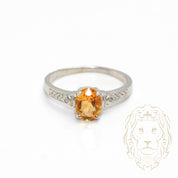 Engagement ring - 14K white gold citirine 1.00CT & natural diamonds 0.02CT - RIGD476