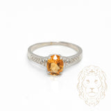 Engagement ring - 14K white gold citirine 1.00CT & natural diamonds 0.02CT - RIGD476