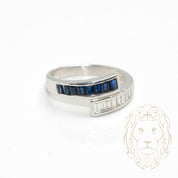 Ring - 18K gold 0.30CT white sapphires & 0.30CT baguette cut natural diamonds channel set - RIGD479