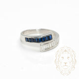 Ring - 18K gold 0.30CT white sapphires & 0.30CT baguette cut natural diamonds channel set - RIGD479