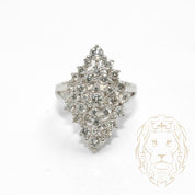 Cocktail ring - 10K white gold cluster of natural diamonds 1.50CT round brilliant cut in marquise shape - RIGD480
