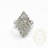 Cocktail ring - 10K white gold cluster of natural diamonds 1.50CT round brilliant cut in marquise shape - RIGD480