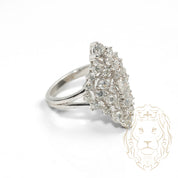 Cocktail ring - 10K white gold cluster of natural diamonds 1.50CT round brilliant cut in marquise shape - RIGD480