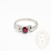 Engagement ring - 14K gold white ruby 0.15CT & natural diamonds 0.10CT - RIGD482