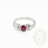 Engagement ring - 14K gold white ruby 0.15CT & natural diamonds 0.10CT - RIGD482