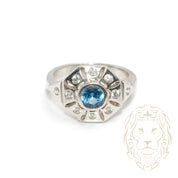 Bague - Or 10K blanc topaze & diamants naturels 0.08CT - RIGD483