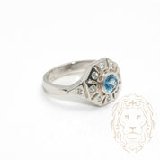 Bague - Or 10K blanc topaze & diamants naturels 0.08CT - RIGD483