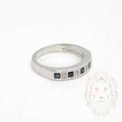 Ring - 10K white gold semi eternity sapphires 0.15CT & natural diamonds 0.04CT channel set - RIGD484