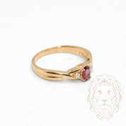 Engagement ring - 10K yellow gold three oval cut amethyst 0.15CT & natural diamonds 0.02CT - RIGD486