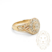 Cocktail ring - 14K yellow gold triple halo natural diamonds 1.50CT & pavé setting - RIGD487