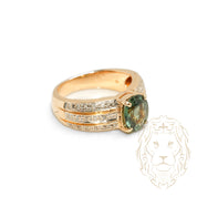 Engagement ring - 14K two-tone yellow & white gold spinel stone & natural diamond pavé setting 0.15CT - RIGD490