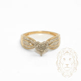 Ring - 10K two-tone yellow & white gold heart paved with natural diamonds 0.20CT - RIGD491