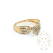 Bague - Or 10K deux tons jaune & blanc coeur pavé de diamants naturels 0.20CT - RIGD491