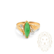 Ring - 14K yellow gold jade & natural diamonds 0.08CT - RIGD492