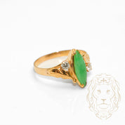 Ring - 14K yellow gold jade & natural diamonds 0.08CT - RIGD492