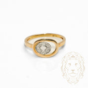 Bague - Or 10K deux tons jaune & blanc ovales pavé de diamants naturels 0.08CT - RIGD494