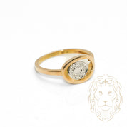 Bague - Or 10K deux tons jaune & blanc ovales pavé de diamants naturels 0.08CT - RIGD494