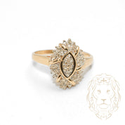 Bague cocktail - Or 14K deux tons jaune & blanc grappe de diamants naturels 0.25CT - RIGD497