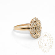 Bague cocktail - Or 14K deux tons jaune & blanc grappe de diamants naturels 0.25CT - RIGD497