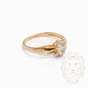 Engagement ring - 10K gold two tone yellow & white oval opal & natural diamonds 0.02CT - RIGD498