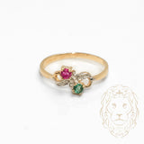 Ring - 10K two-tone yellow & white gold infinity set with ruby, emerald & natural diamonds 0.03CT - RIGD500