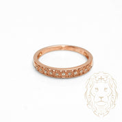 Ring - 10K pink gold semi eternity bead blasted heart design & set with 0.10CT natural diamonds - RIGD501