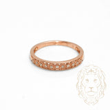 Ring - 10K pink gold semi eternity bead blasted heart design & set with 0.10CT natural diamonds - RIGD501