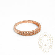 Ring - 10K pink gold semi eternity bead blasted heart design & set with 0.10CT natural diamonds - RIGD501