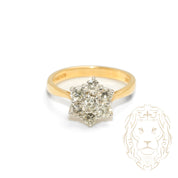 Ring - 18K two-tone yellow & white gold natural diamond flower 1.00CT - RIGD502