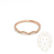 Bague - Or 10K rose semi-éternité ondulée diamants naturels coupe rond brillant 0.15CT - RIGD503