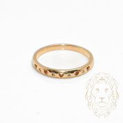 Ring - 10K yellow gold set with 0.06CT natural diamonds & heart cut-outs - RIGD504