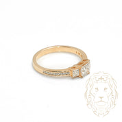 Engagement ring - 10K yellow gold three stones diamond lab coupe pricess with channel set diamonds 0.60CT - RIGL050