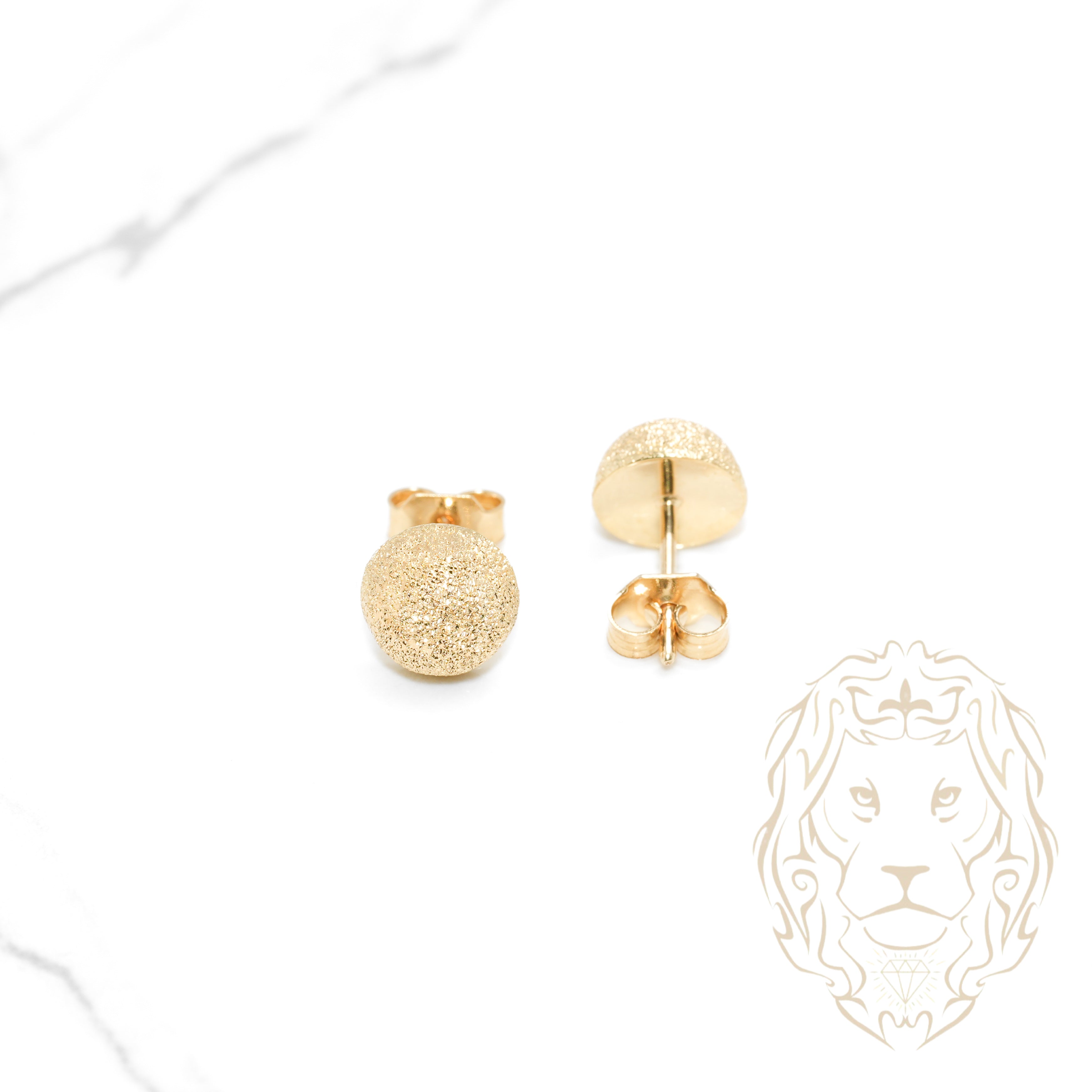 Studs - 8mm bead blasted dome 10K yellow gold - BOG688