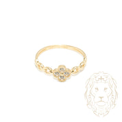 Ring - 10K yellow gold clover with cz stones & link setting - RIG745